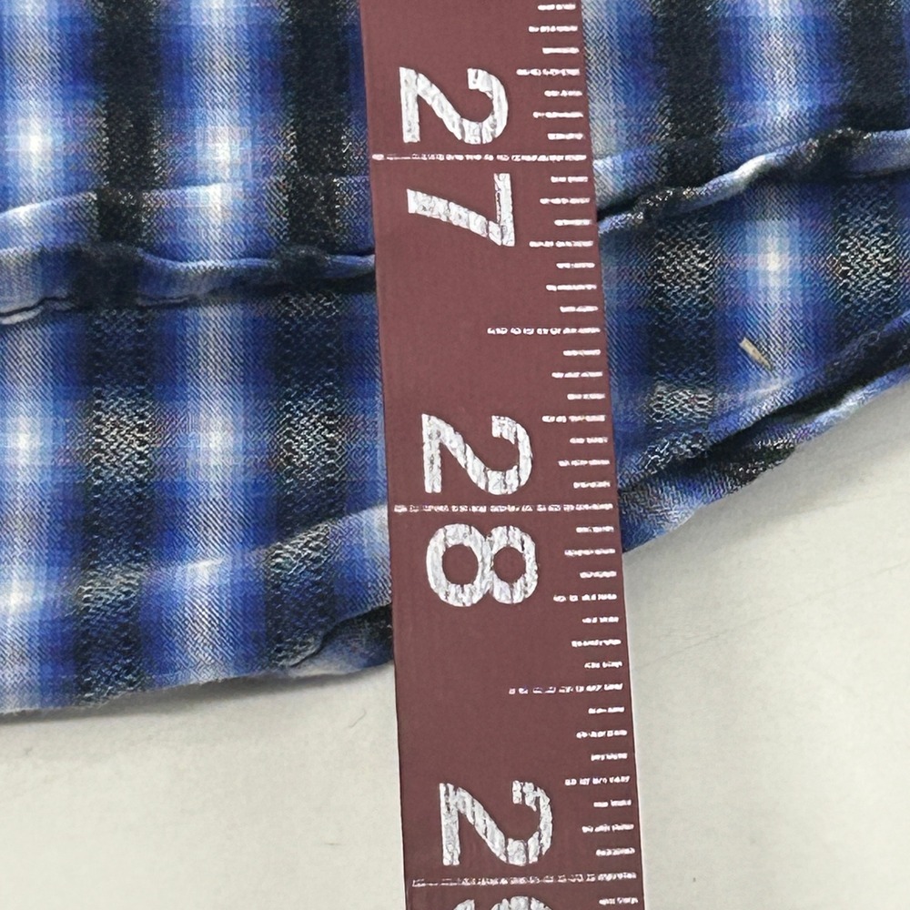 Armani Exchange Shirt Mens Medium Blue Ombre Plaid Long Sleeve Slim Fit A/X - Picture 10 of 12